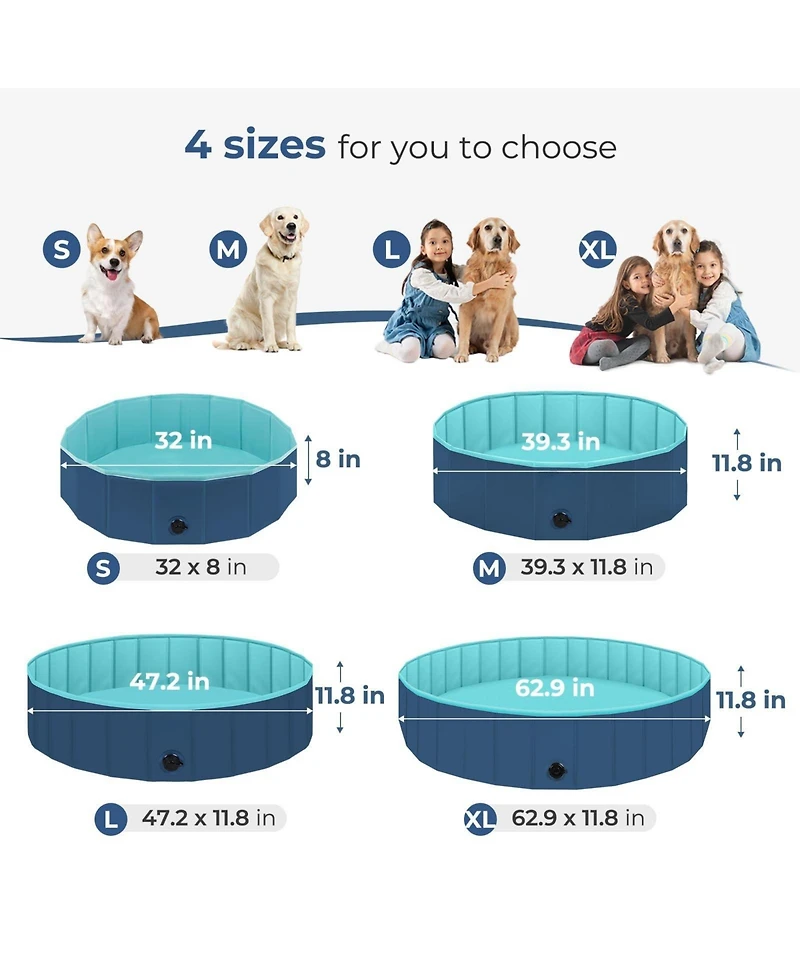 Aronkl Foldable Collapsible Dog Pool with Non Slip Base