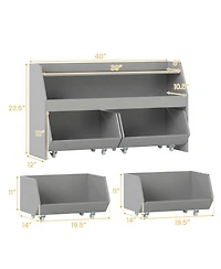 Gouun Kids Toy Storage Organizer Wooden Bookcase with 2 Movable Drawers