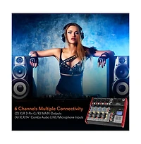 Pyle 6-Channel Pro Audio Bluetooth Studio Dj Mixer with Usb Interface and Lcd Display
