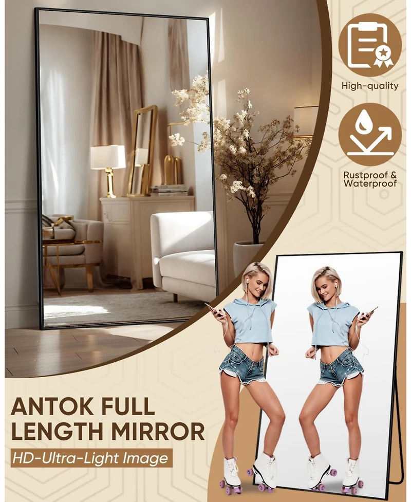 Antok Full Length Mirror 76"x34" Oversized Floor