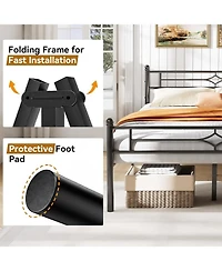 Sailvan Metal Platform Bed Frame with Headboard and Underbed Storage