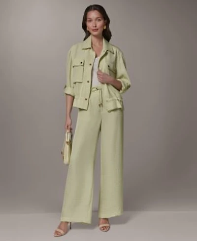Donna Karan New York Womens Collared Jacket Ripple Wide Leg Pants