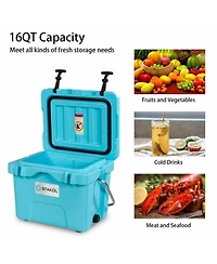 Gouun 16-Quart Portable Insulated Hard Cooler with 4-Day Ice Retention and 2 Cup Holders