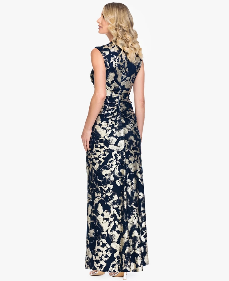 Betsy & Adam Women's Sleeveless Mock Neck Gown