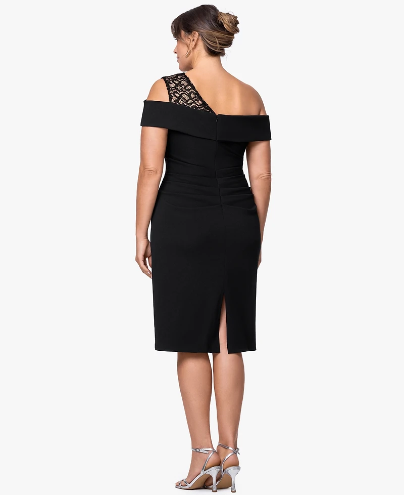 B&A By Betsy and Adam Plus Asymmetrical Neck Dress