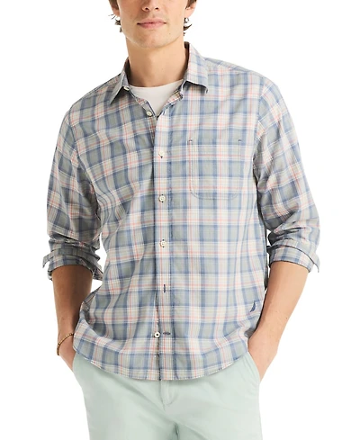 Nautica Men's Long-Sleeve Lawn Cotton Plaid Shirt