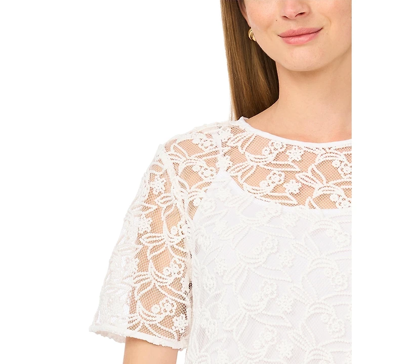 Vince Camuto Women's Short-Sleeve Crewneck Blouse