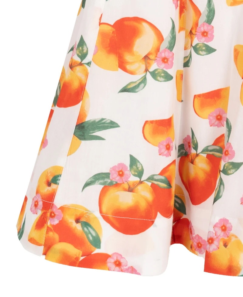 Rare Editions Girls' 7-16 Peach Print Paneled Skater Dress