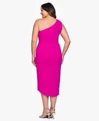 Xscape Plus One-Shoulder Ruched Midi Dress