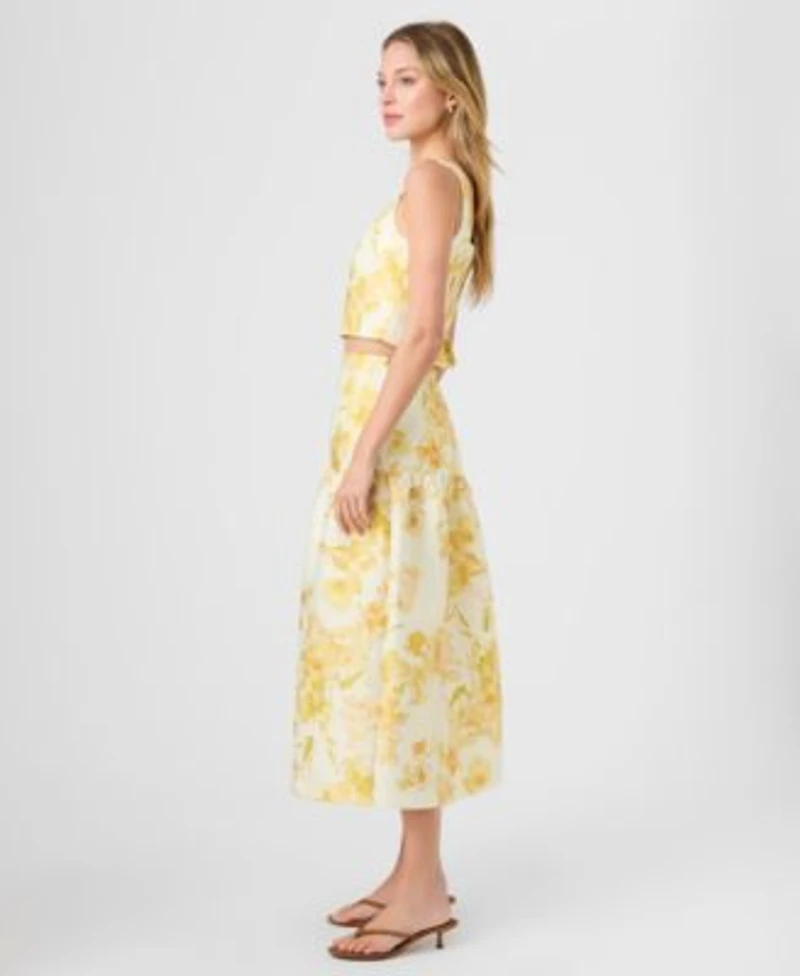 French Connection Womens Printed Cropped Top Printed Midi Skirt