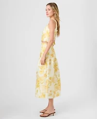 French Connection Womens Printed Cropped Top Printed Midi Skirt