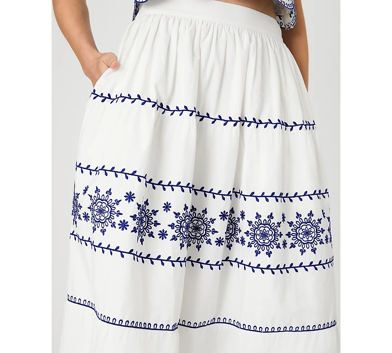 French Connection Women's Embroidered Midi Skirt