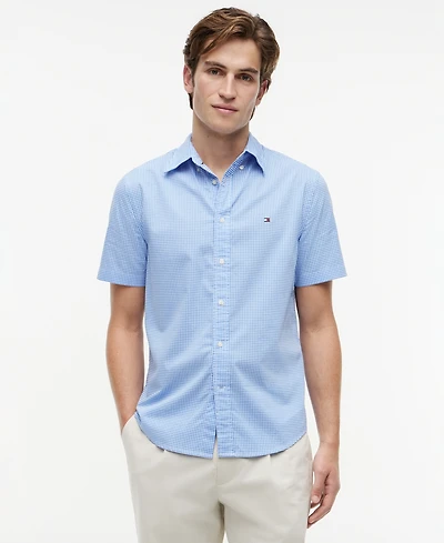 Tommy Hilfiger Men's Flex Poplin Gingham Short-Sleeve Shirt