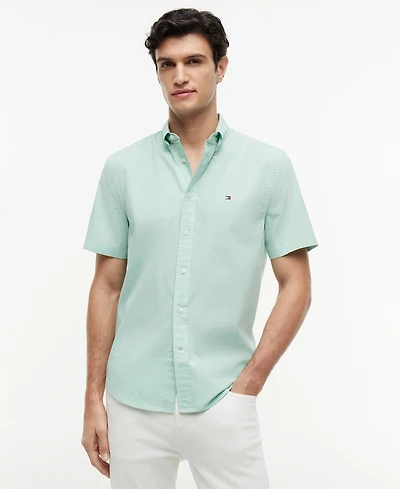 Tommy Hilfiger Men's Flex Poplin Gingham Short-Sleeve Shirt