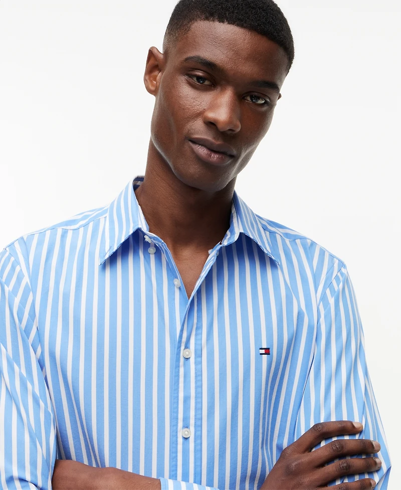 Tommy Hilfiger Men's Flex Poplin Stripe Shirt