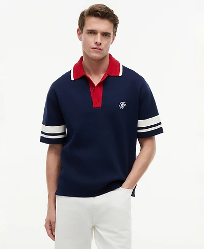 Tommy Hilfiger Men's Knitted Short-Sleeve Boxy Polo Sweater