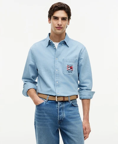 Tommy Hilfiger Men's Denim Embroidered Logo Shirt