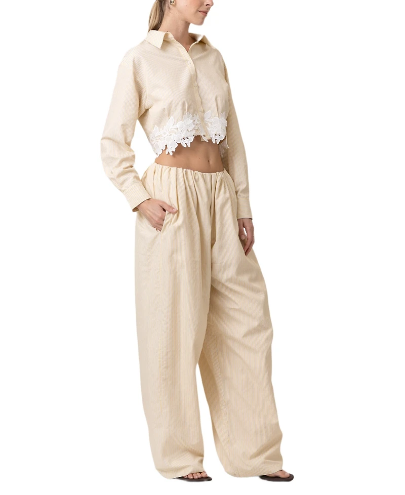 Line & Dot Women's Noemi Long-Sleeve Crop Shirt