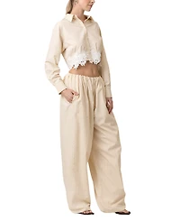Line & Dot Women's Noemi Long-Sleeve Crop Shirt