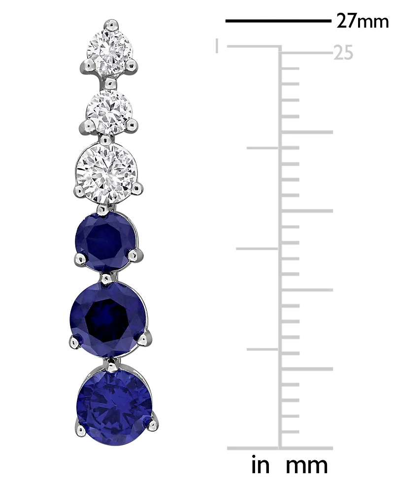 Macy's Created Pink Sapphire (7/8 ct. t.w.) & White (1/2 Drop Earrings Sterling Silver (Also Available Blue Sapphire)