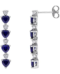 Macy's Created Blue Sapphire (2-1/6 ct. t.w.) & White (1/3 Drop Earrings Sterling Silver (Also Available Pink Sapphir