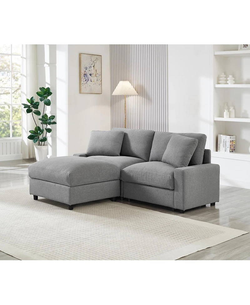 Streamdale Furniture Modular L-Shape Sectional Sofa with Storage Ottoman