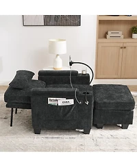 Streamdale Furniture Recliner Sofa with Usb, Stand, Storage Ottoman