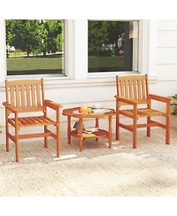 Slickblue Set of 2 Wooden Patio Chairs with Comfortable Inclined Backs