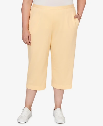 Alfred Dunner Plus Classic Everyday French Terry Flat Front Capri Pants