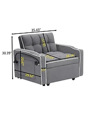 Streamdale Furniture Versatile Foldable Sofa Bed, 3 Lengths, Usb