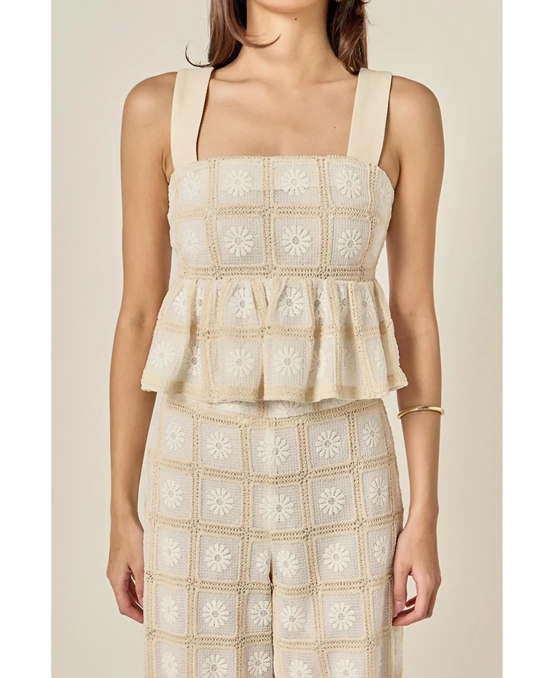 English Factory Women's The Bria Crochet Sleeveless Top