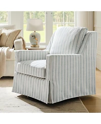 Hulala Home Lillie 30" W Farmhouse Slipcovered Down-blend Swivel Rocking Chair with Pillow Back