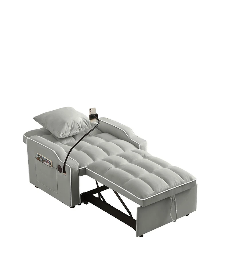 Streamdale Furniture 3-in-1 Convertible Sleeper Sofa Chair Bed with Usb/Type-c