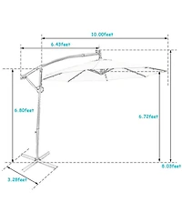 Gouun 10 ft Solar Led Offset Patio Umbrella with 360-Degree Rotation and Hand Crank