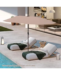 Gouun 13 ft Double-Sided Patio Umbrella with 108 Solar Led Lights and Crank Handle