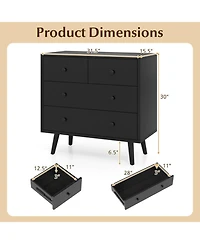 Gouun Wide 4-Drawer Wooden Dresser for Bedroom