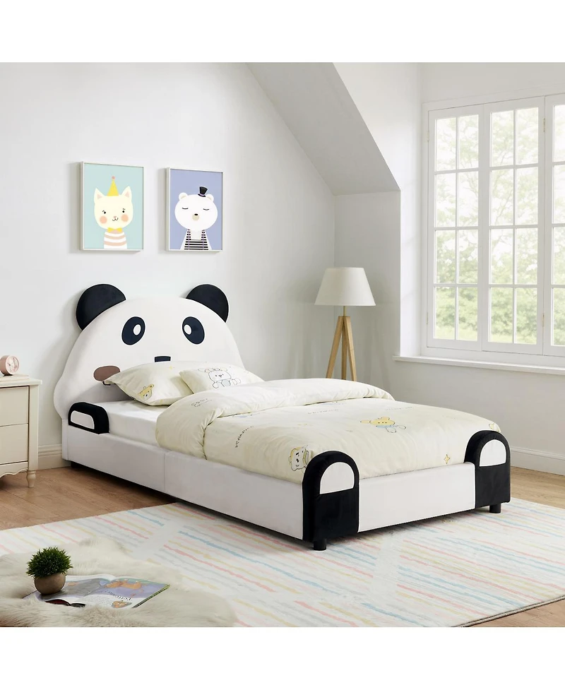 Streamdale Furniture Panda Kids Bed, Padded Edges, Solid Wood Frame