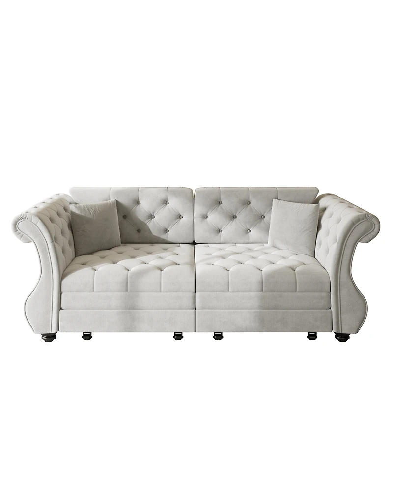 Streamdale Furniture Oversized Chesterfield Velvet Sofa Bed