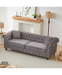 Streamdale Furniture Chesterfield Sofa with Rolled Arms and 2 Cushions