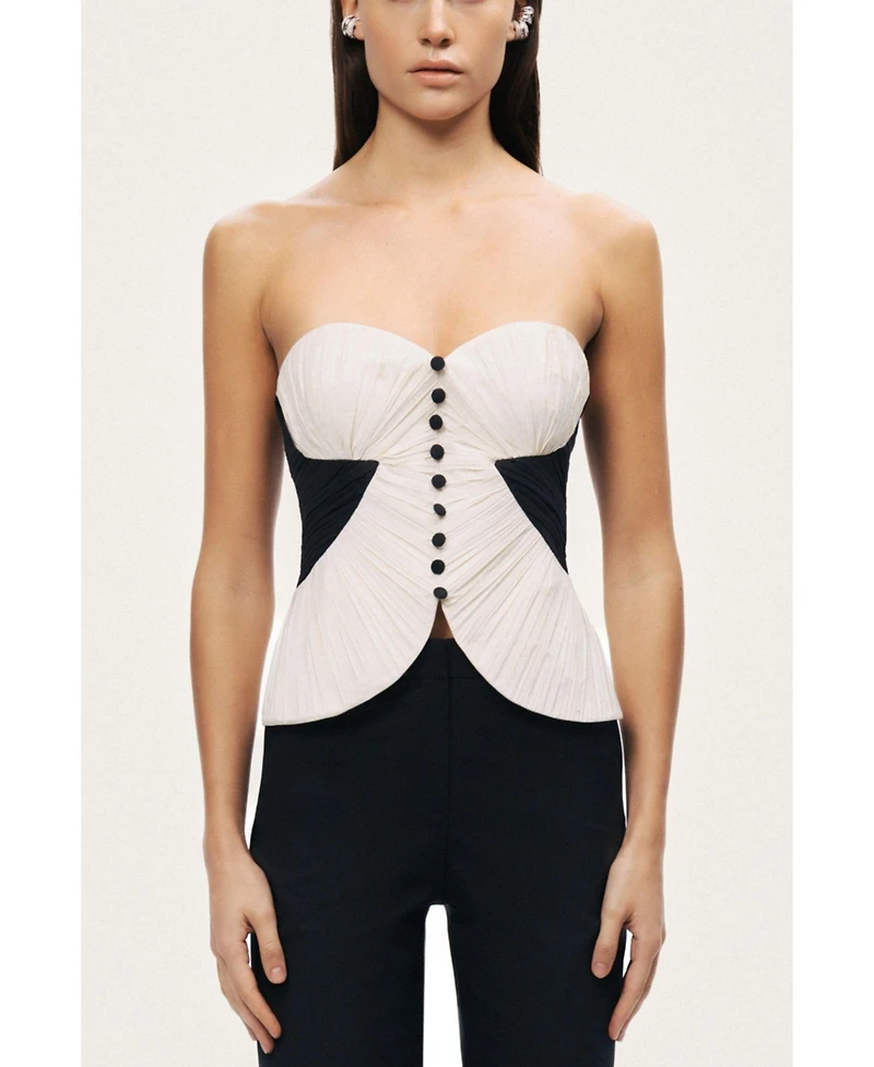 Nocturne Women's Structured Strapless Contrast Bustier Top