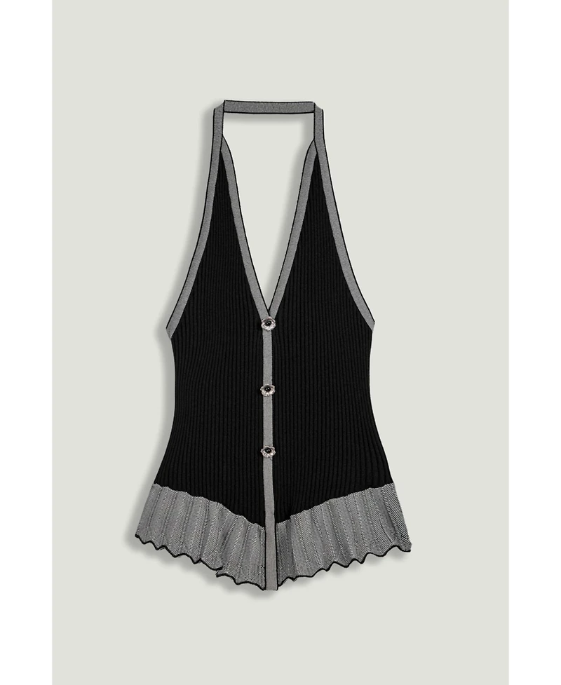 Nocturne Women's Halter Ribbed Knit Top