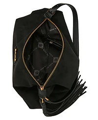 Anne Klein Faux Suede Large Horse Bit Shoulder Handbag