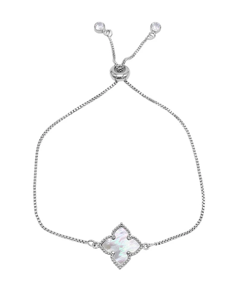Adornia Mother of Pearl Silver 2-Piece Flower Set