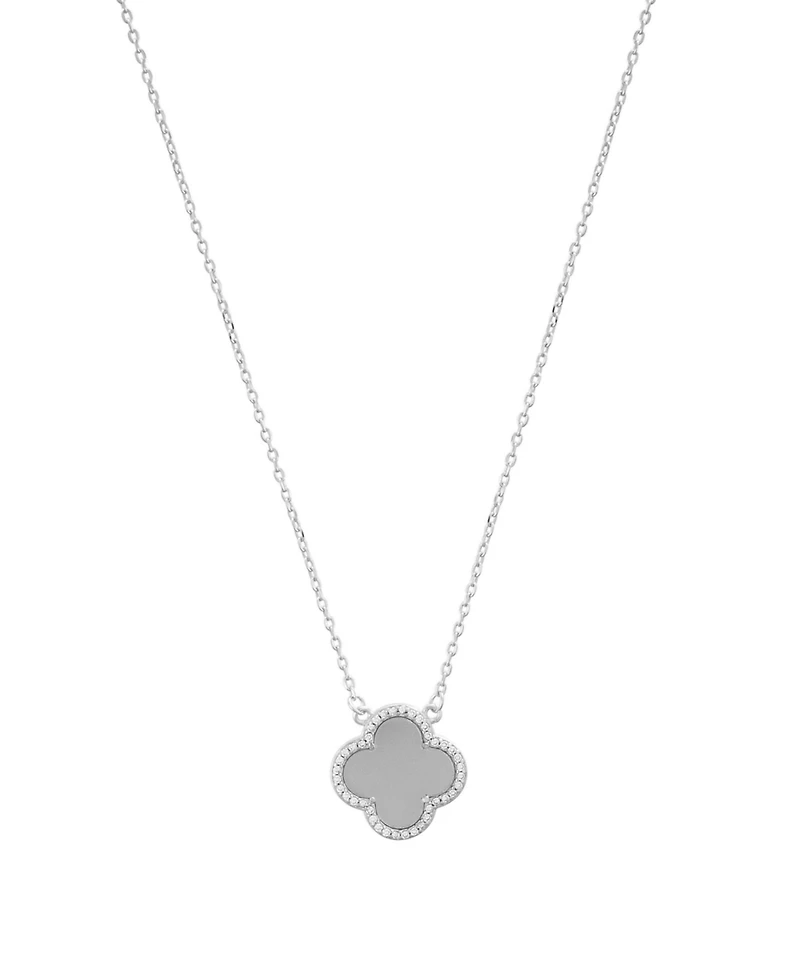 Adornia Silver2-Piece Halo Clover Necklace and Bracelet Set