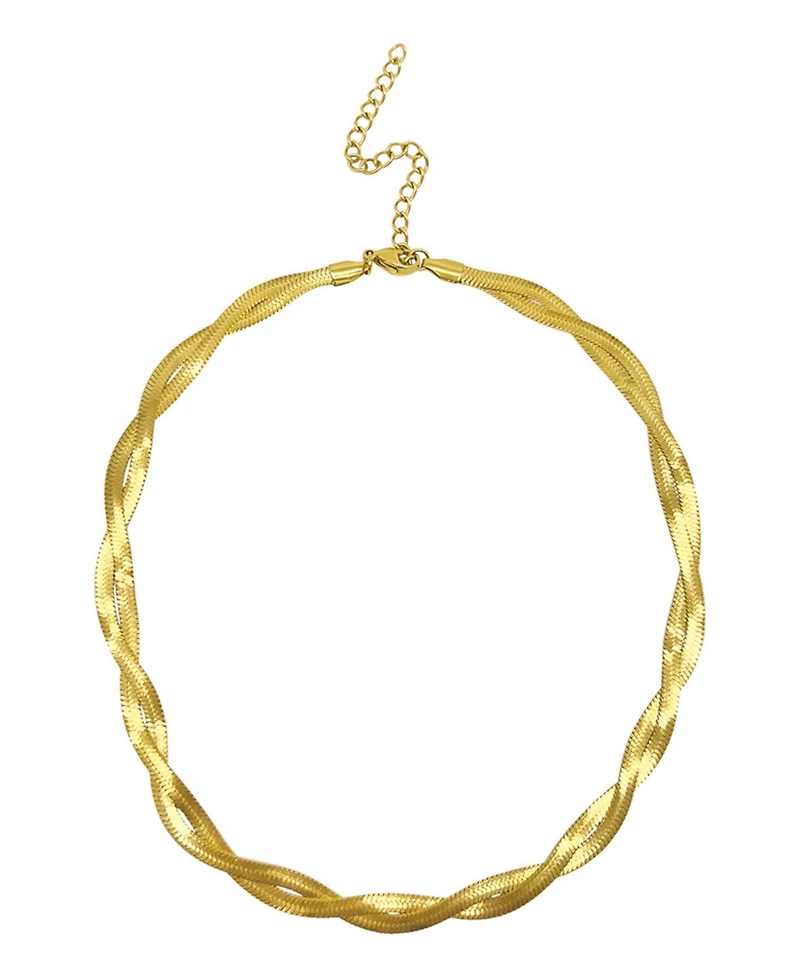 Adornia Gold 3-Piece Lariat, Herringbone Chain and Heart Pendant Necklace Set