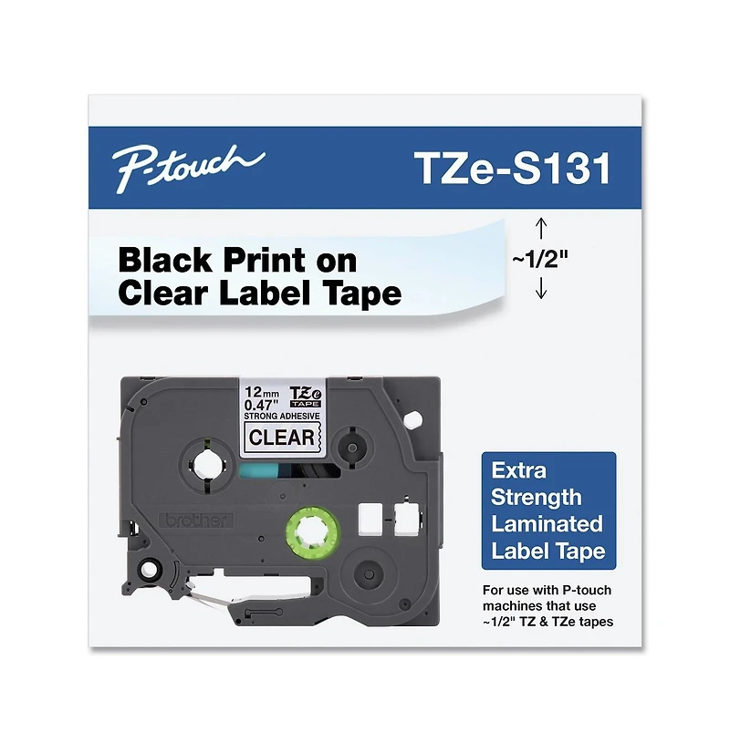 Brother P-Touch TZES131 0.47 in. x 26.2 ft. TZe Standard Adhesive Laminated Labeling Tape