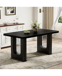 Streamdale Furniture Modern Wood Grain and Glass Dining Table
