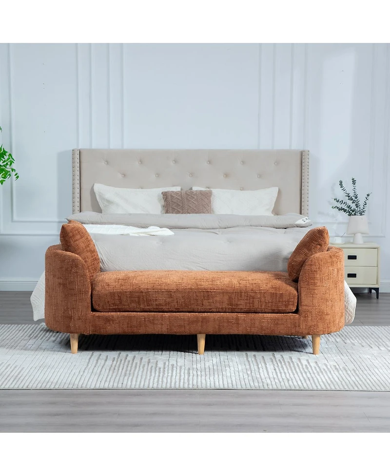 Streamdale Furniture Upholstered End of Bed Bench with Armrests and Bolsters