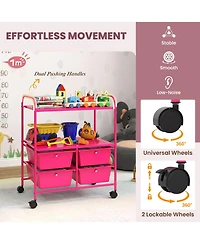 Gouun 4-Drawer Rolling Storage Cart with 2-Tier Open Shelves