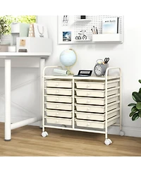Gouun 12-Drawer Rolling Organizer Cart with Transparent Drawers